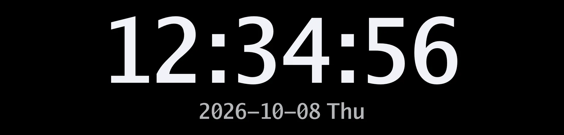 The built-in clock on a 1920x462 bar display